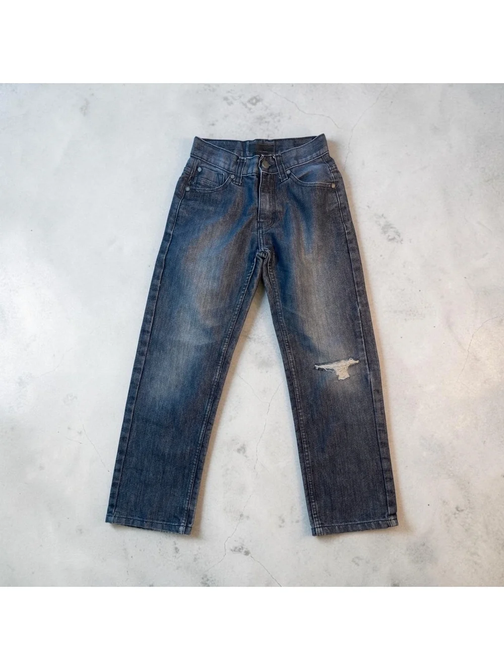 Girls size 10 Steve's Jeans Distressed Blue Denim Jeans with Front Rip Detail